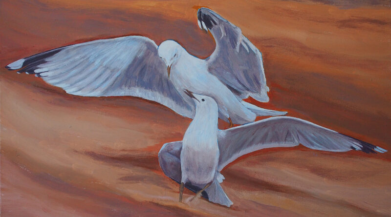 „Geflatter“ – Fotografie und Malerei von Corinna Trebes in der Stadtbibliothek Husum